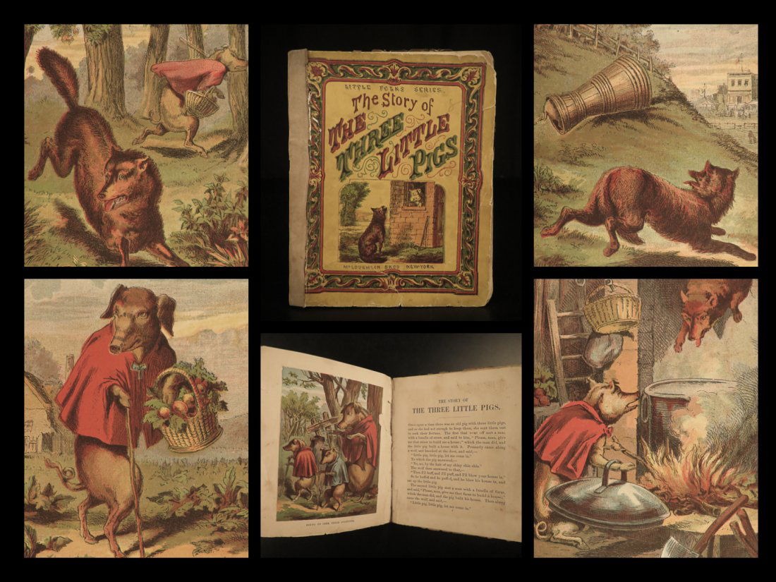 1876 1ed Three Little Pigs Childrens Fables Big Wolf (1 of 10)