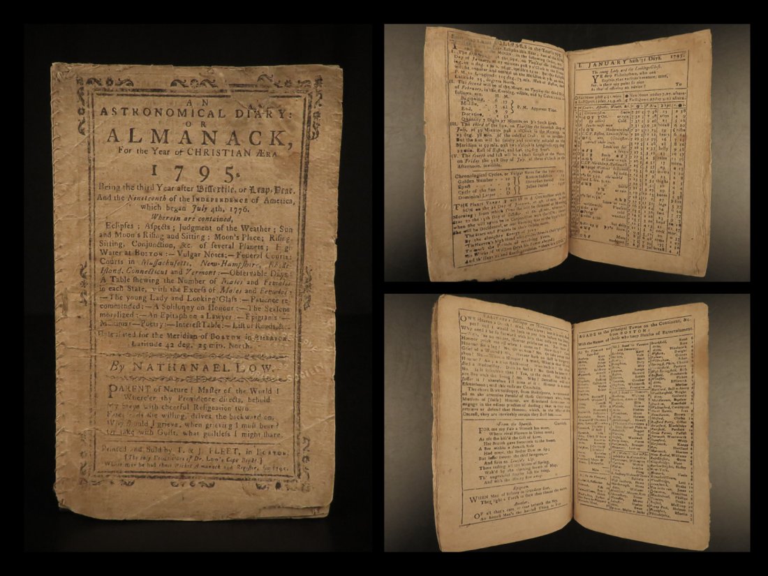 1795 Boston Astronomical Diary American Almanac Weather (1 of 10)