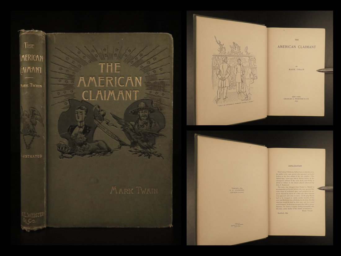 1892 1st ed Mark Twain American Claimant Samuel Clemens: 1892 1st ed Mark Twain American Claimant Samuel Clemens Beard Illustrated FAMOUS â€œNothing breaks up an authors progress like having to stop every few pages to fuss-up the weather. Thus it is pla