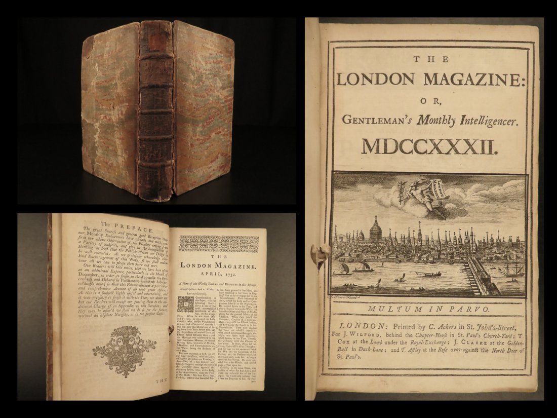 1732 1ed London Magazine Occult Vampires GEORGIA: 1732 1ed London Magazine Occult Vampires GEORGIA as English Colony Americana A rare 1732 printing of the famed periodical, The London Magazine. This volume includes notable topics such as: Orders give