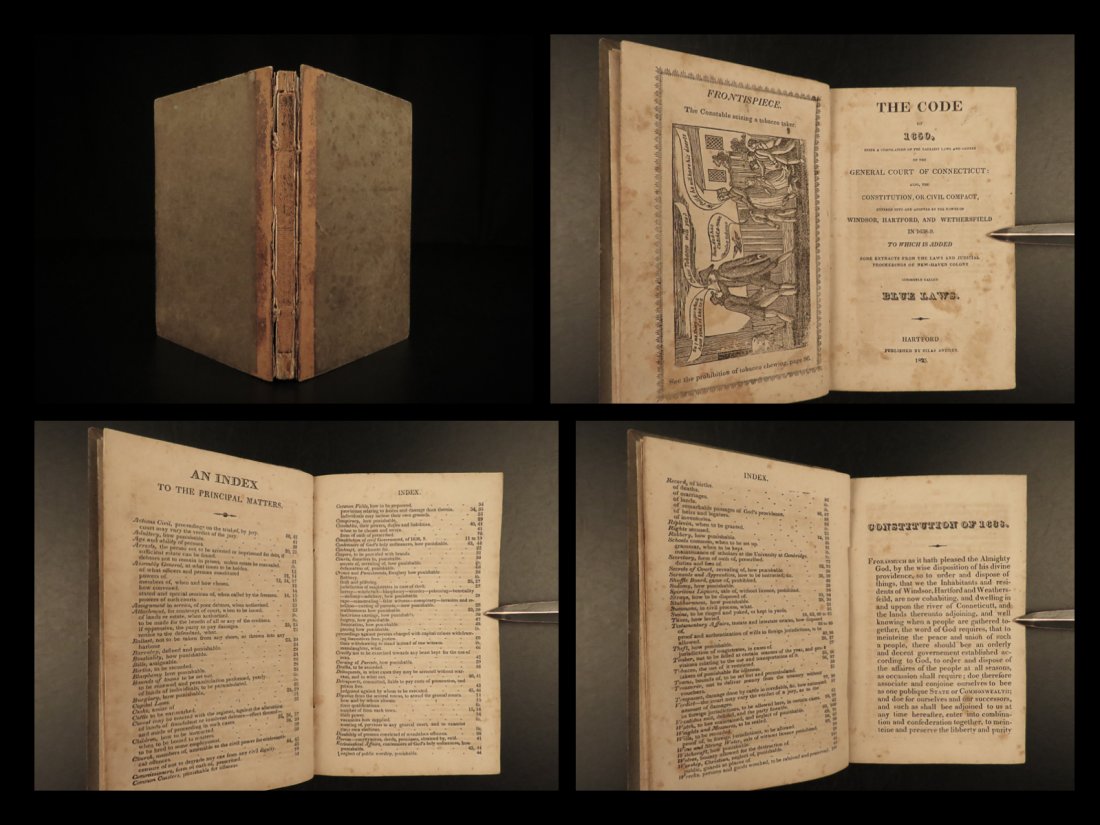 1825 Blue Laws Code of 1650 SALEM WITCHCRAFT: 1825 Blue Laws Code of 1650 SALEM WITCHCRAFT Connecticut Witch Trials New Haven This incredible 19th-century record of the Blue Laws of New Haven was a direct correlation to cases during the Salem Wit