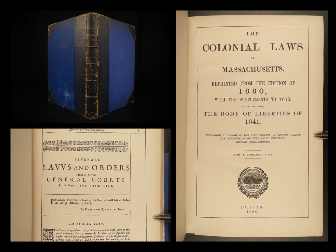 1889/1672 Colonial LAWS of Massachusetts Witch Trials (1 of 10)