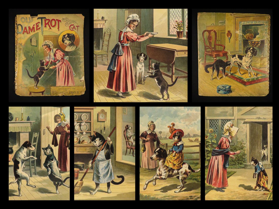 1891 NURSERY Old Dame Trot and her Comical CAT Children (1 of 9)