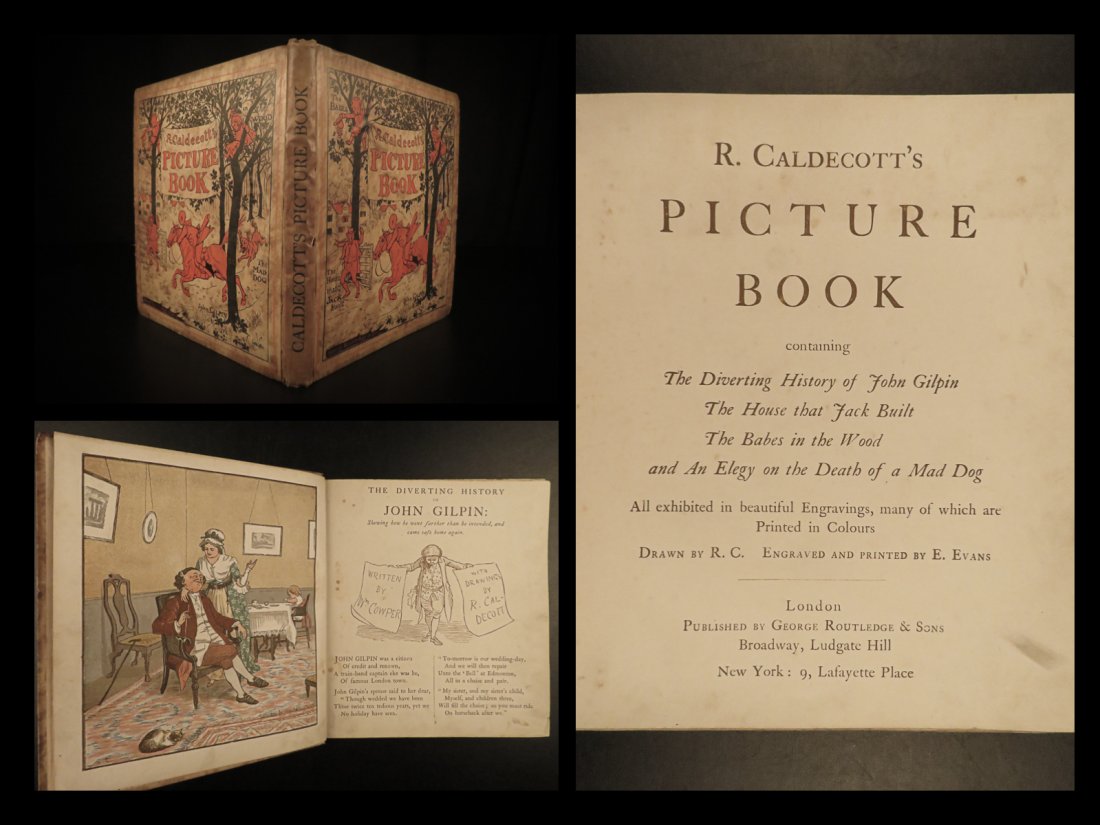 1900 Randolph Caldecott Picture Book Color Illustrated: 1900 Randolph Caldecott Picture Book Color Illustrated Poems Children Literature Randolph Caldecotts Picture Book was a 19th-century British book illustrator. This book contains numerous cartoon-style
