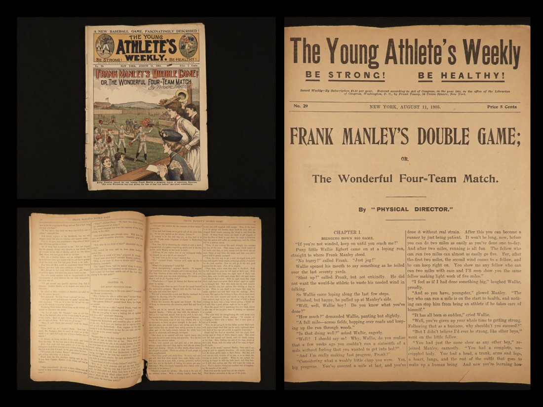1905 Young Athletes Weekly BASEBALL 4-Team Game: 1905 Young Athletes Weekly BASEBALL 4-Team Game Childrens Sports Magazine The Young Athletes Weekly was a 1905 periodical written for children interested in sports and athletics. These short work foll