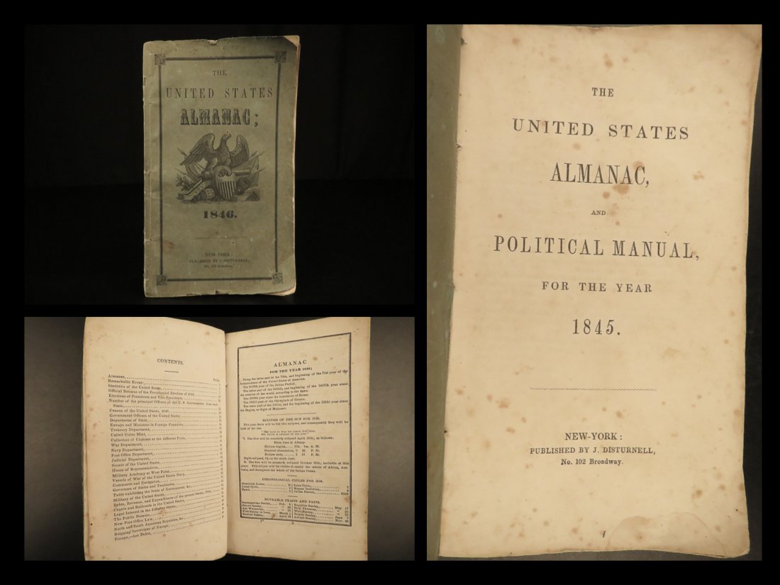 1846 1ed United States Almanac James K Polk Election American Politics Calendar (1 of 10)