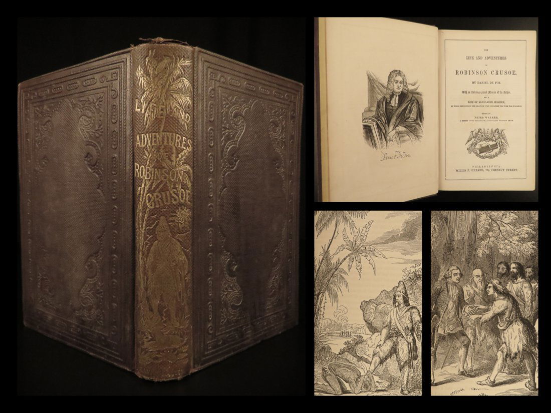 1850 Robinson Crusoe Adventures Defoe Shipwreck Life of Alexander Selkirk (1 of 10)