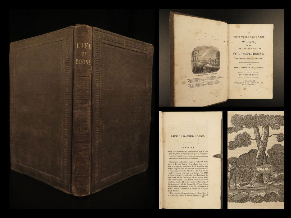 1851 Life of Daniel BOONE White Man INDIANS Frontier Missouri Kentucky Flint (1 of 10)