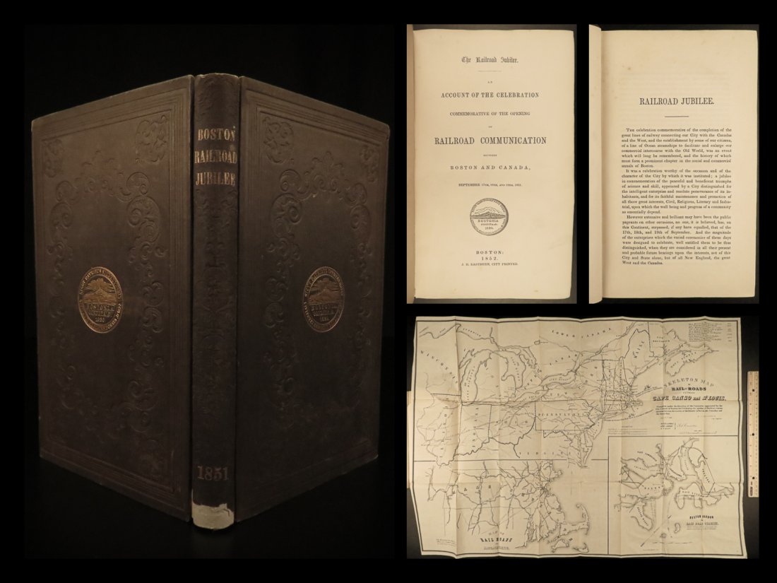 1852 1ed The Boston Railroad Jubilee TRAINS Railway Canada US President Fillmore (1 of 10)