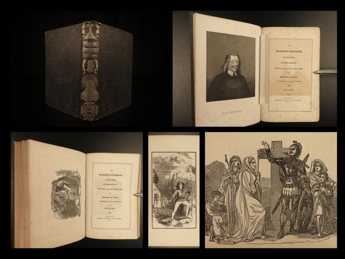 1857 John Bunyan Pilgrims Progress Illustrated Thomas Scott Commentary RARE (1 of 10)