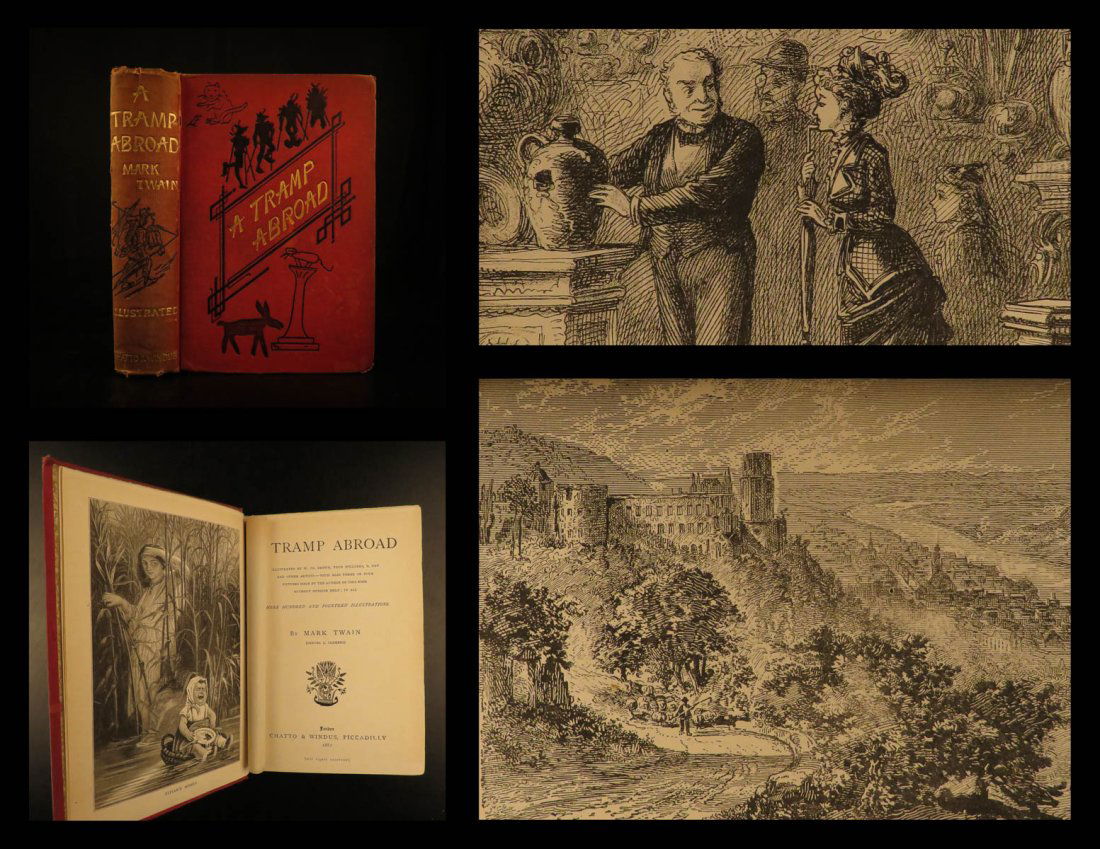 1882 UK 1st ed Mark Twain A Tramp Abroad Travel Illustrated Satire Alps CLASSIC (1 of 10)