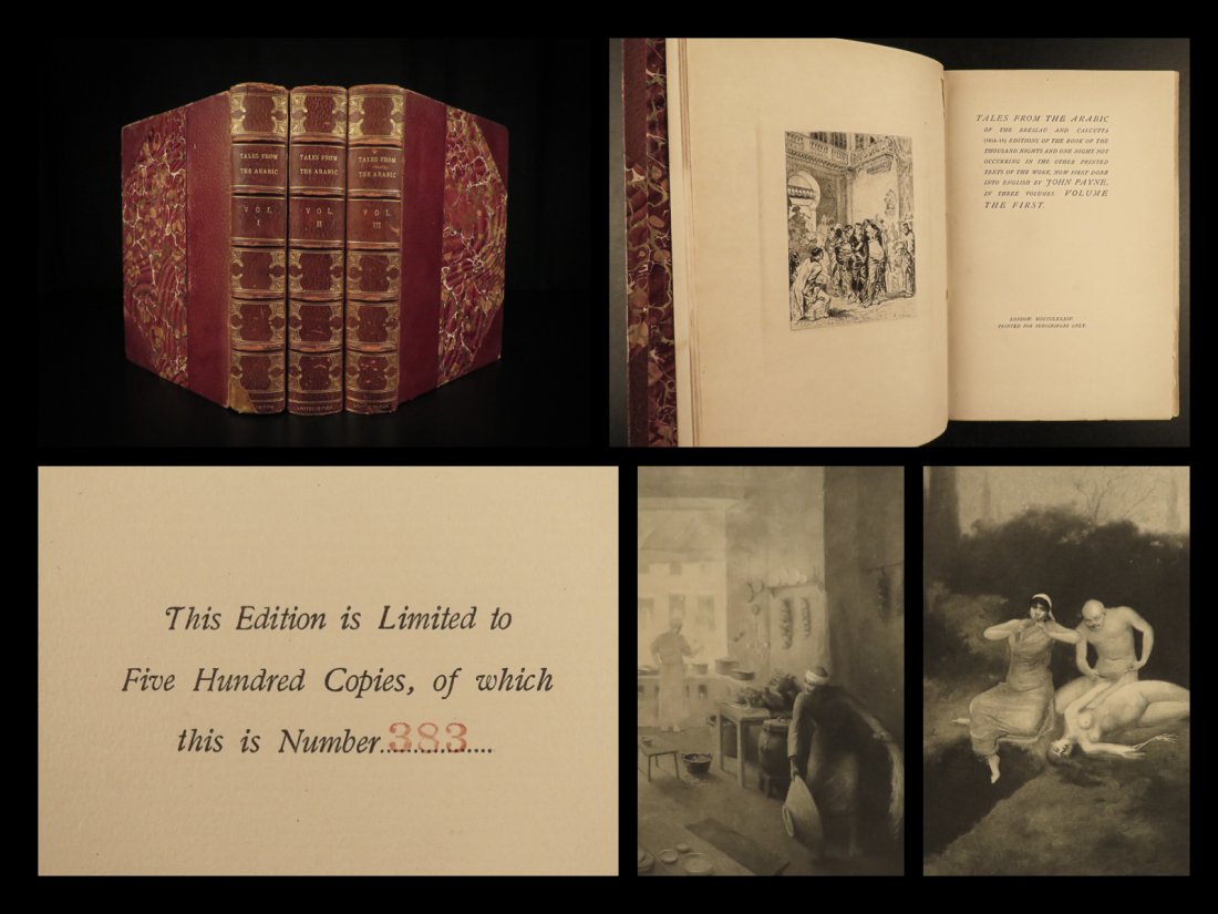 1884 Arabian Nights Arabic Tales Breslau & Calcutta John Payne Persia 3v SET (1 of 10)