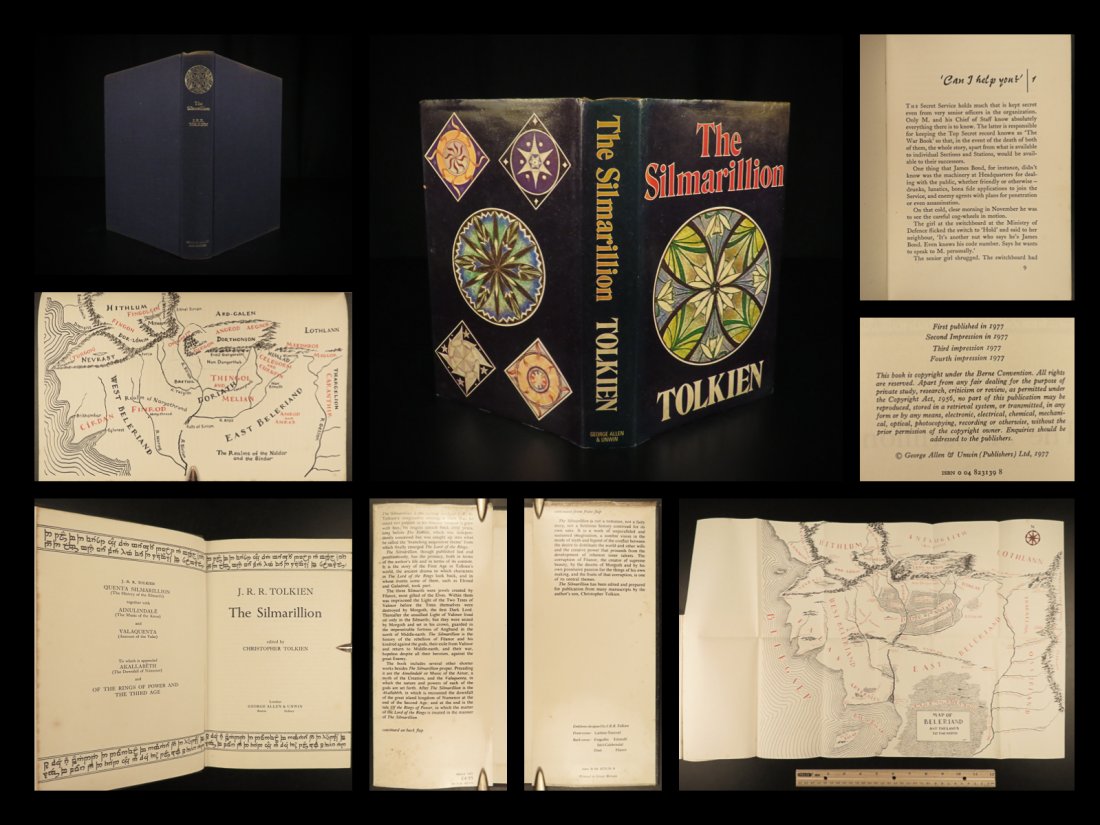 1977 JRR Tolkien Silmarillion Lord of the Rings Middle Earth + MAP DJ: 1977 JRR Tolkien Silmarillion Lord of the Rings Middle Earth + MAP DJ "All have their worth and each contributes to the worth of others.” â€“ J.R.R. Tolkien, The Silmarillion Perhaps the be