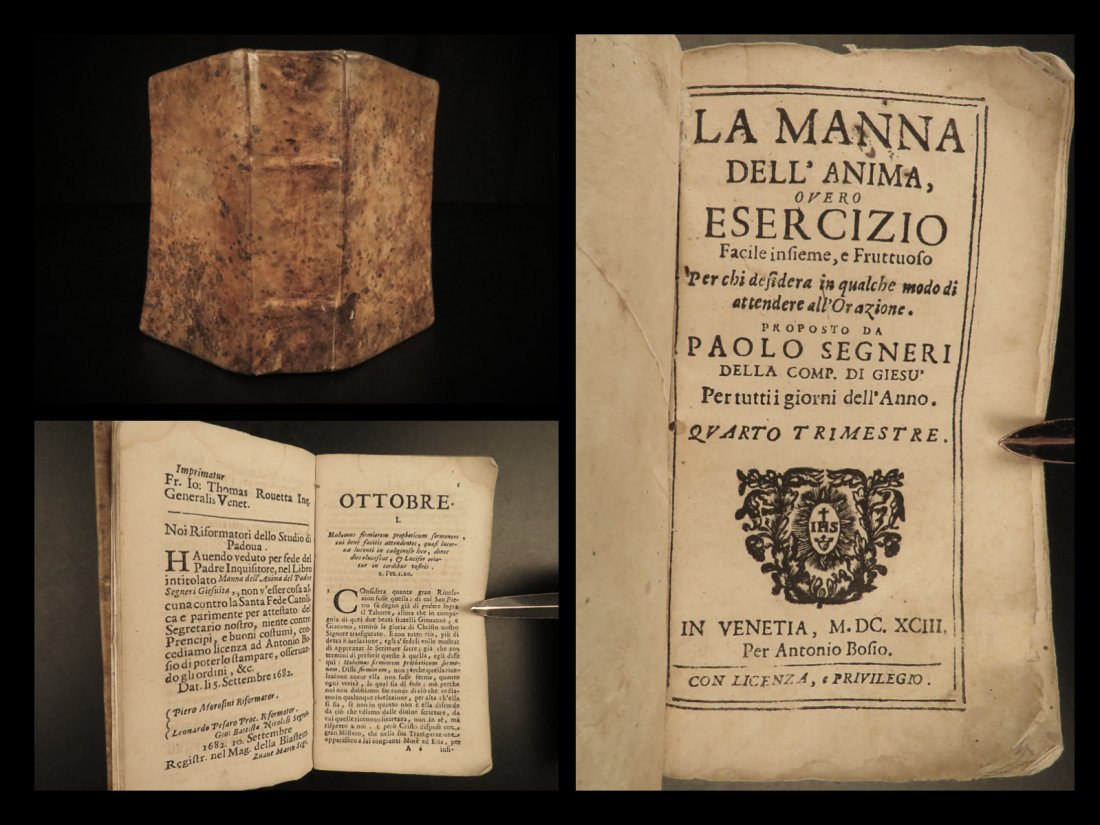1693 Jesuit Asceticism Manna of the Soul Italian Segneri Catholic Bible Devotional (1 of 10)