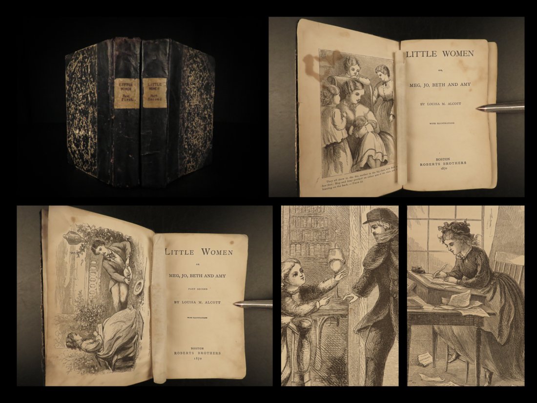 1870 Little Women Louisa May Alcott Children Civil War Slavery FAMOUS 2v SET (1 of 10)