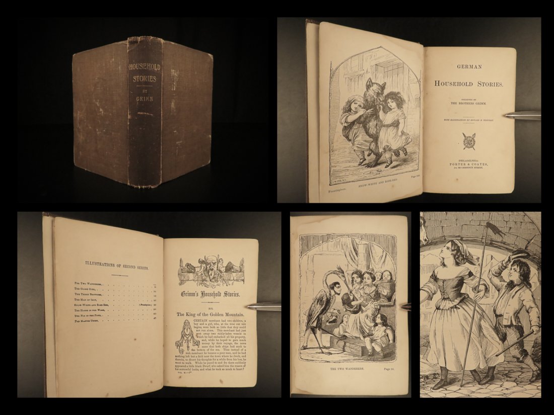 1880 Grimms Fairy Tales GRIMM Cinderella Rapunzel Illustrated Snow White (1 of 10)