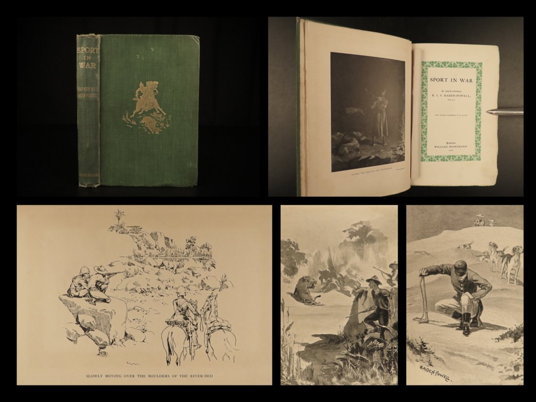 1900 1ed HUNTING Sport in War Baden-Powell Asia India Lions Elephants Big Game: 1900 1ed HUNTING Sport in War Baden-Powell Asia India Lions Elephants Big Game Robert Baden-Powell was a 19th- and 20th-century British army officer known for his influence in the childrens Scout Move