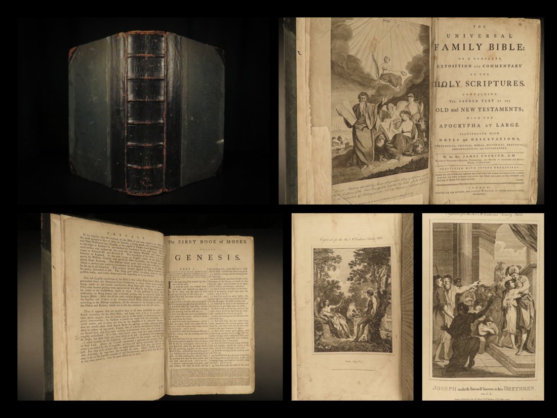 1784 1ed HUGE Folio Universal Family BIBLE Illustrated James Cookson Commentary (1 of 10)
