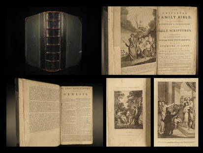 1784 1ed HUGE Folio Universal Family BIBLE Illustrated James Cookson Commentary: 1784 1ed HUGE Folio Universal Family BIBLE Illustrated James Cookson Commentary A highly rare and desirable 18th-century folio family Bible. This 1784 edition of the Family Bible was collected and edi