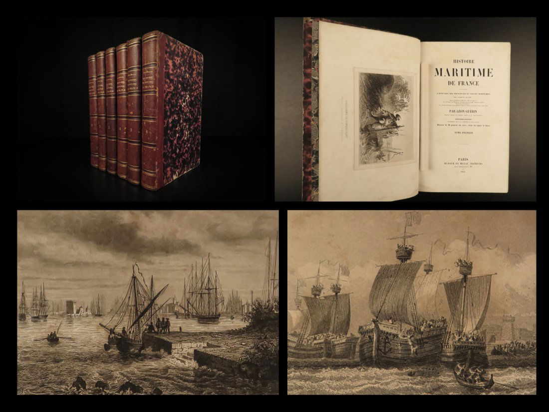 1851 1st ed French Maritime History NAVY Wars Marseille ROME Caesar Alexander 6v (1 of 10)