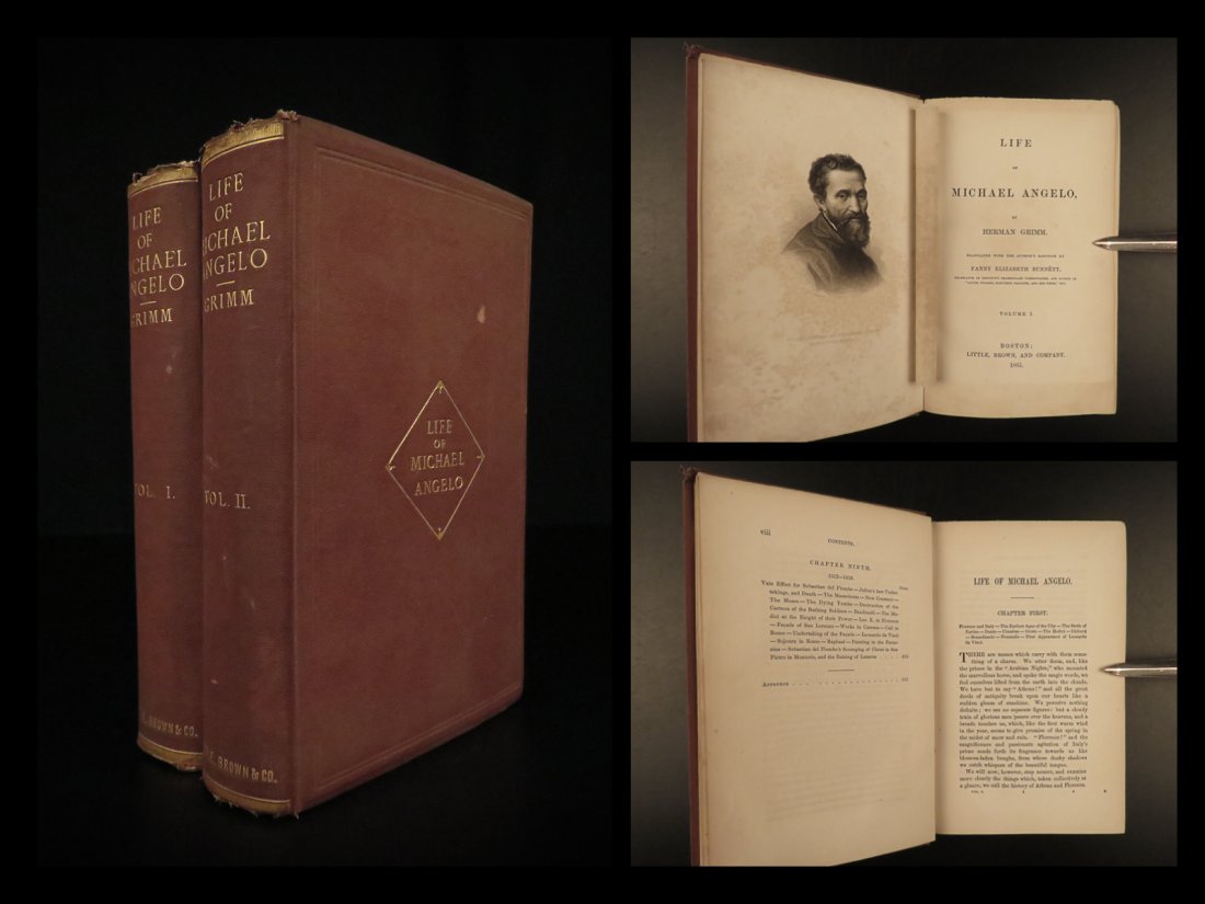 1865 Michelangelo Art Italy Biography Herman Grimm Bunnett Italian Renaissance: 1865 Michelangelo Art Italy Biography Herman Grimm Bunnett Italian Renaissance Life of Michelangelo is an English translation by Fanny Bunnett of Herman Grimms Das Leben Michelangelos in which Grimm g