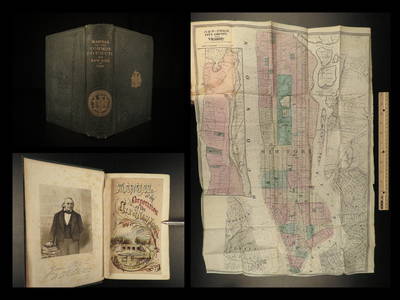 1866 New York City Business HUGE MAP Manhattan Color Illustrated Corporation