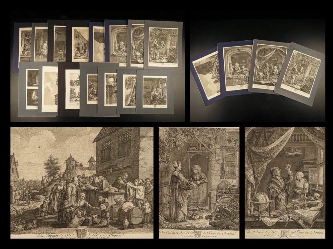 1771 ART Duke Choiseul 15 Matted Engravings Rembrandt Vandijk Teniers Basan (1 of 10)