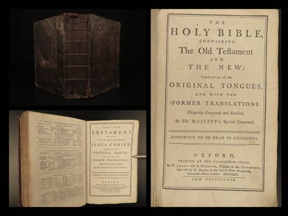 1791 King James English Holy Bible Oxford Clarendon Press Kjv Apocrypha Rare