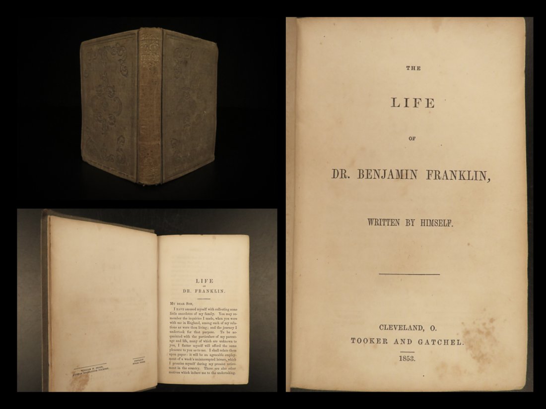 1853 Benjamin Franklin Life & Autobiography Essays Marriage Slavery Chess Wealth (1 of 10)