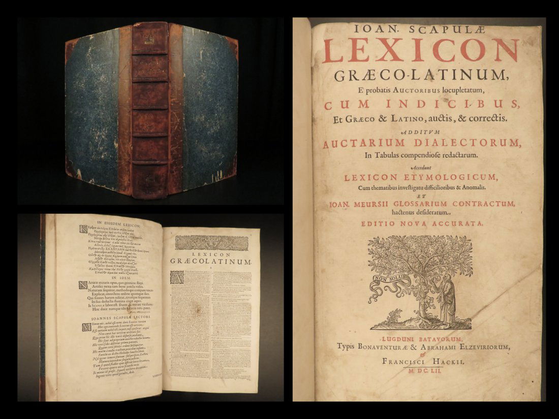 1652 ENORMOUS Greek & Latin Lexicon Swiss Scapula Zwinger Elzevier Encyclopedia (1 of 10)