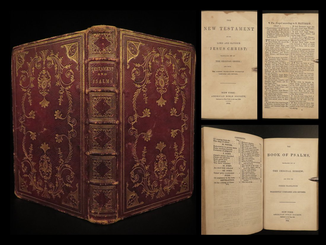 1844 New Testament BIBLE Civil War Soldier Ayer Provenance FINE BINDING (1 of 10)