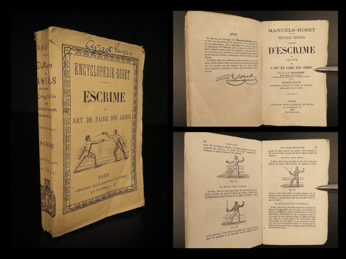 1883 Complete FENCING Manual Sword Fighting Techniques Escrime French Lafauger (1 of 10)