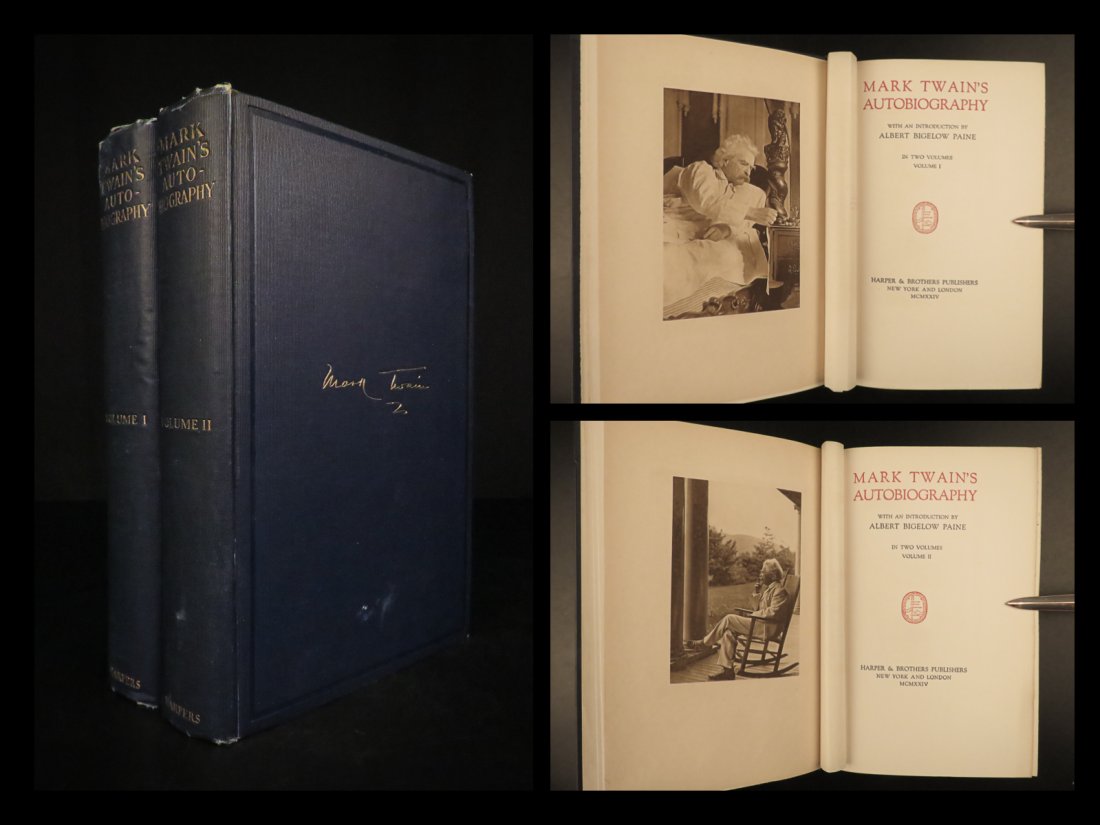 1924 1st ed Mark TWAIN Autobiography Anecdotes Missouri Huck Finn Tom Sawyer 2v (1 of 10)