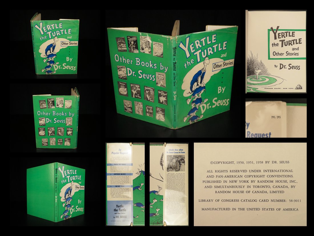 1958 TRUE 1ed Dr SEUSS Yertle the Turtle Illustrated w/ 1ed DJ Random House Burp (1 of 10)