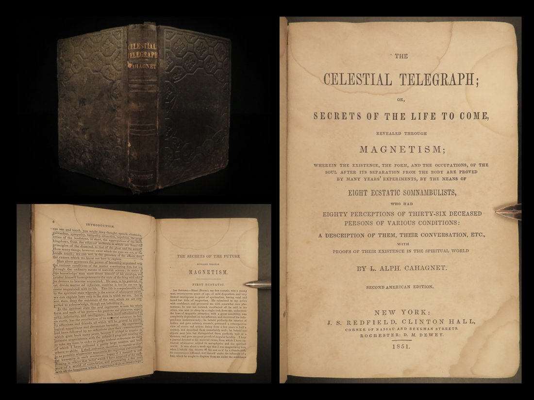 1851 Celestial Telegraph by Cahagnet SÃ©ance Spirits Kabala Occult Spells GHOSTS (1 of 10)