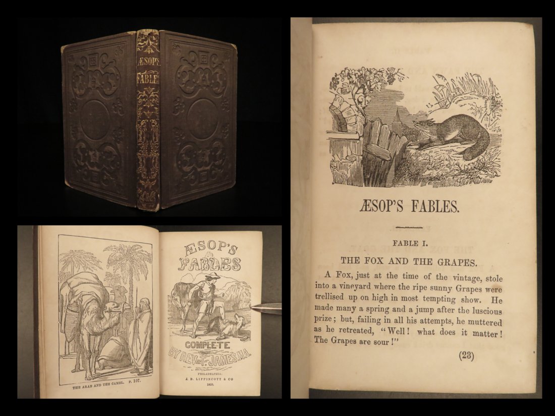 1859 AESOP Fables Tenniel Illustrated Fairy Tales Mythology Folklore CLASSIC (1 of 10)