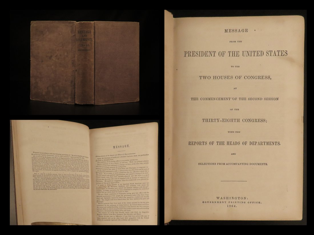 1864 CIVIL WAR Abraham Lincoln Messages to Congress USS Atlanta CSA President (1 of 10)