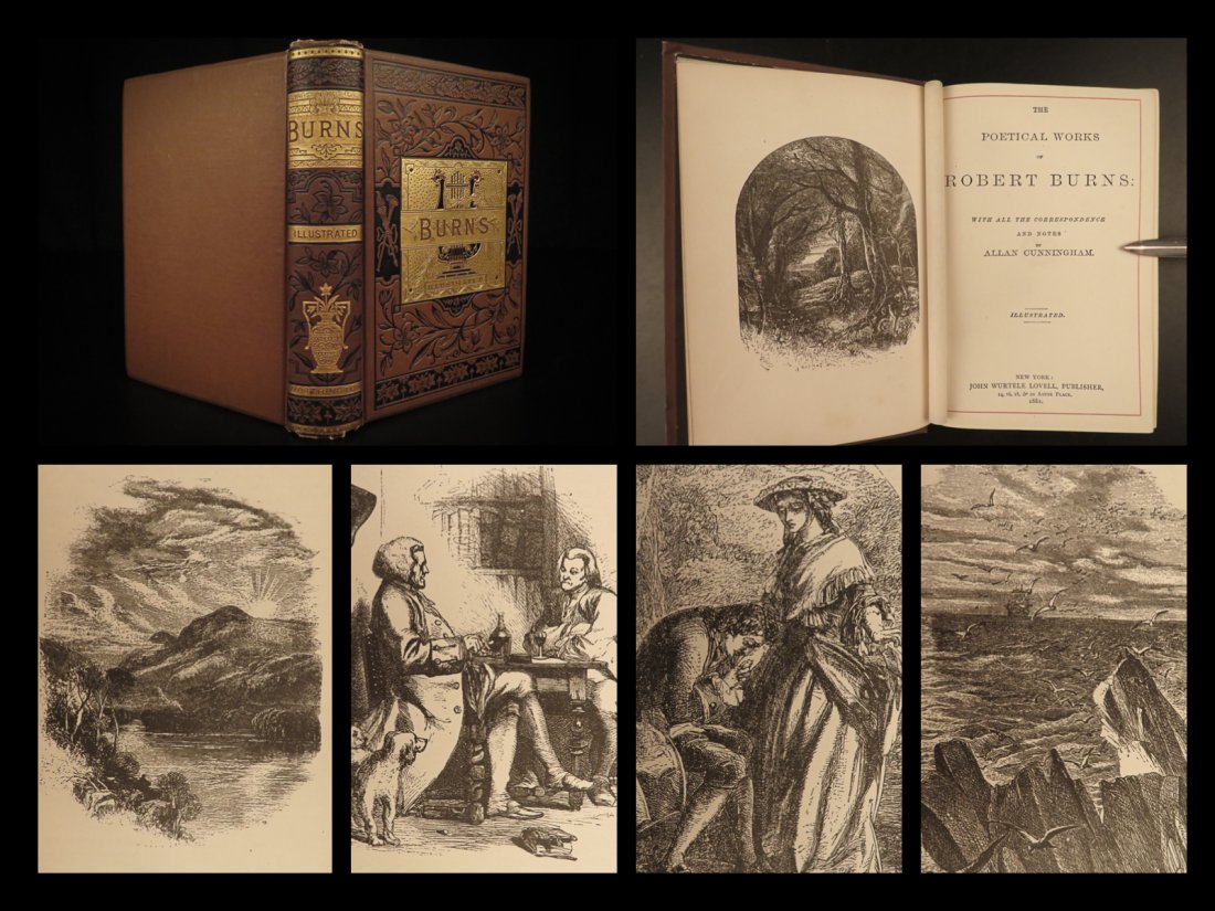 1881 Decorative Robert BURNS Scottish Poetry & Scotland Poems Illustrated Lovell (1 of 10)