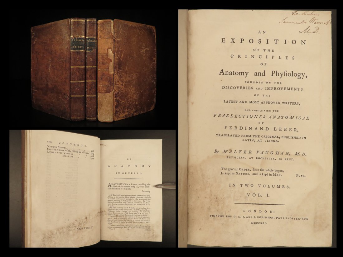 1791 Anatomy & Physiology Illustrated SKELETONS Medicine Surgery Vaughan (1 of 13)