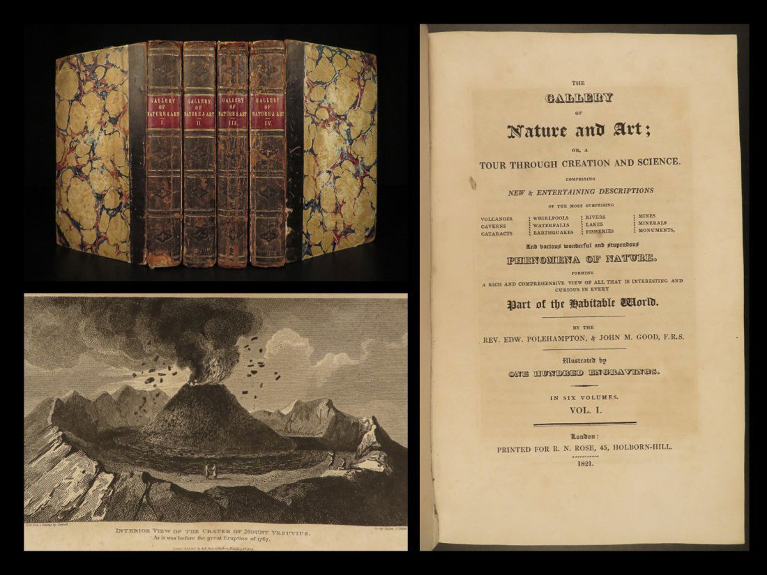1821 Gallery of Nature Mt Vesuvius Illustrated 4v Science Art Voyages 36 PLATES (1 of 10)