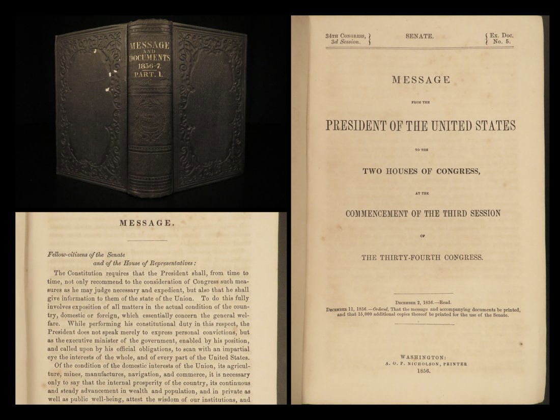 1856 Messages of President Native American INDIANS Choctaw Dancing Rabbit Treaty (1 of 10)