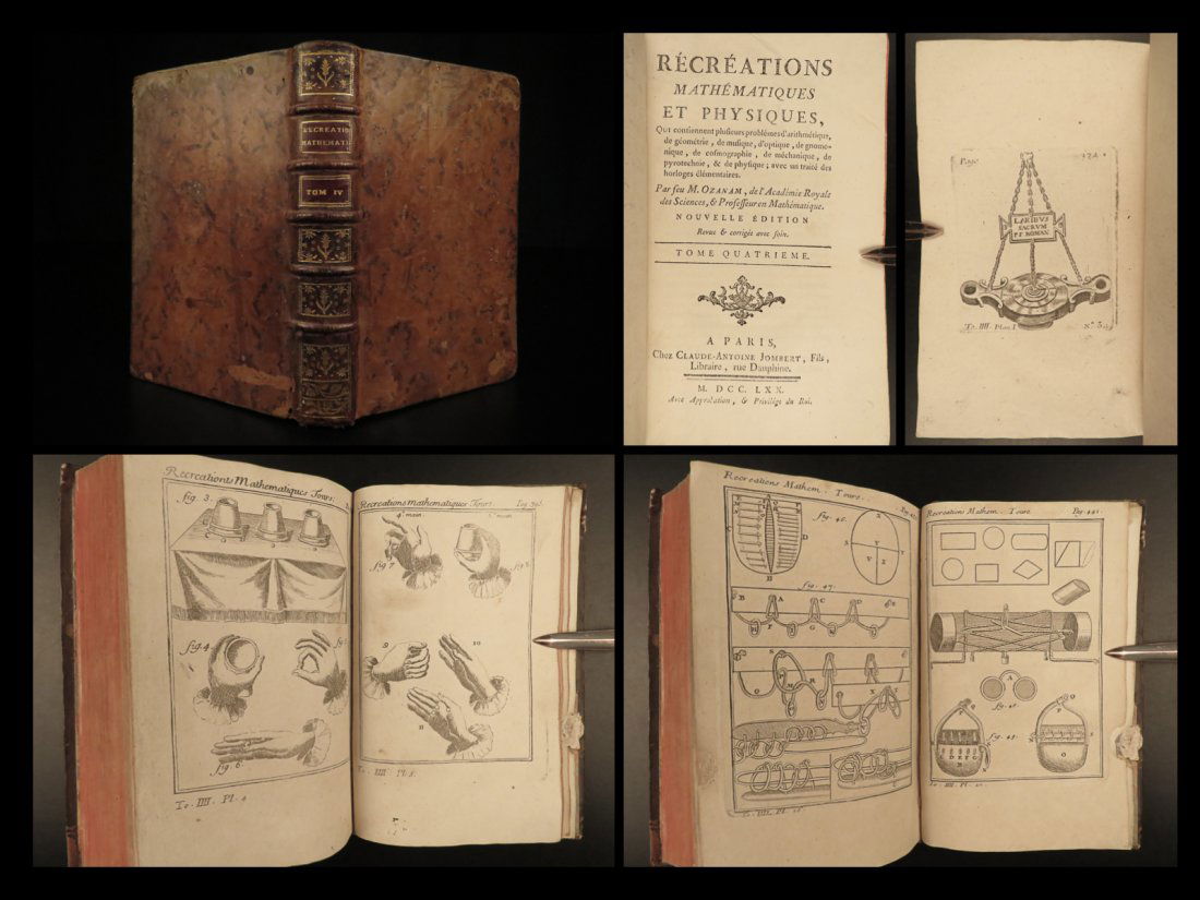 1770 MAGIC Tricks Playing Cards Lamps Ozanam Conjuring Mathematics & Physics (1 of 10)
