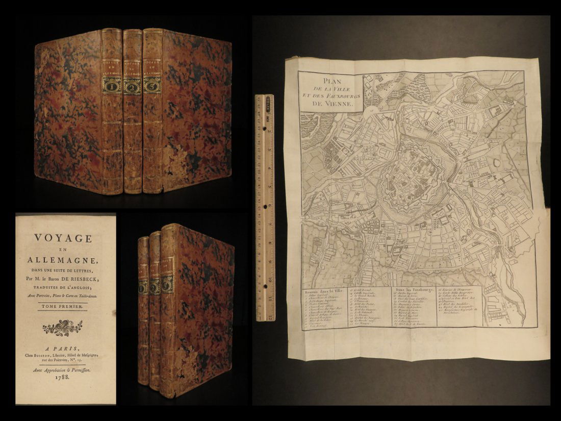 1788 Voyages Germany MAP Johann Riesbeck Letters Munich Vienna Austria 3v SET (1 of 10)