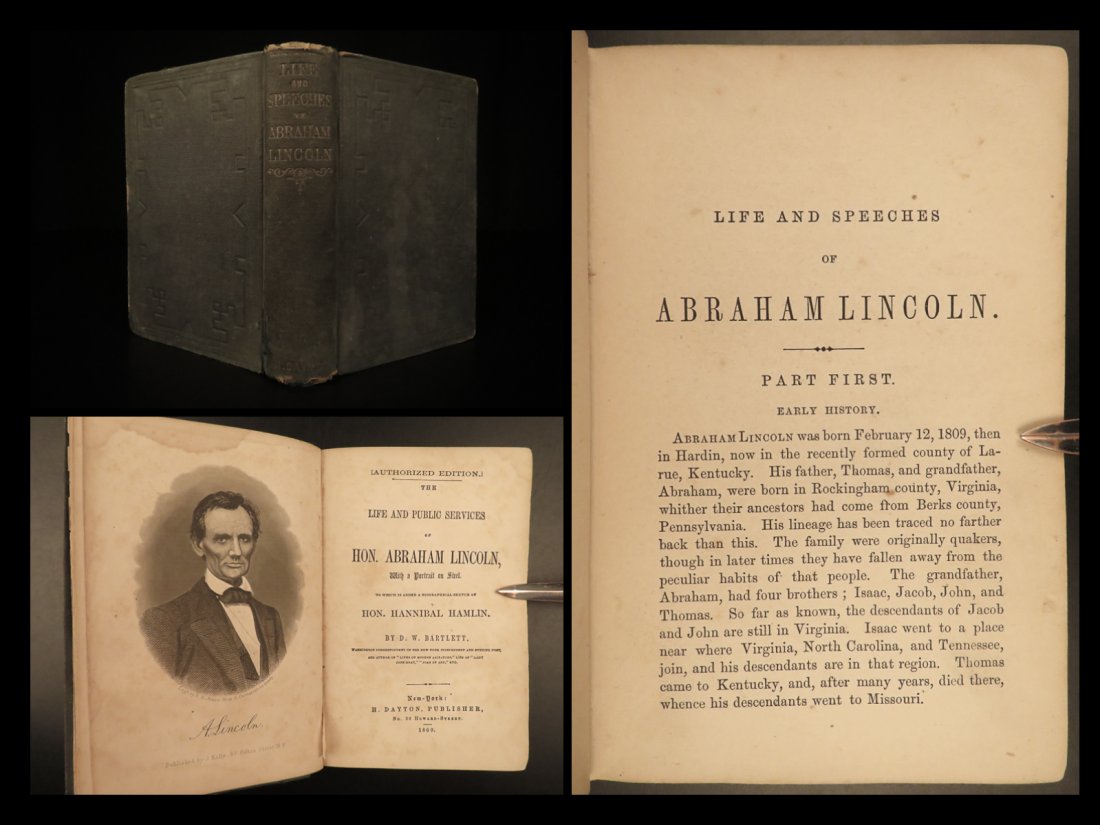 1860 1ed Life of Abraham LINCOLN & Hamlin SLAVERY Douglas Debates pre Civil War (1 of 10)