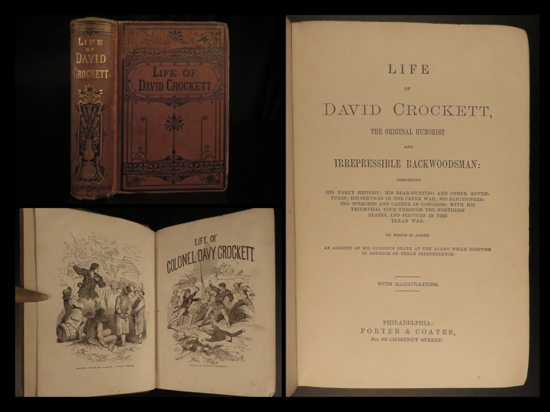 1865 TEXAS 1ed Life of Davy Crockett Creek WAR ALAMO Battle Illustrated (1 of 10)