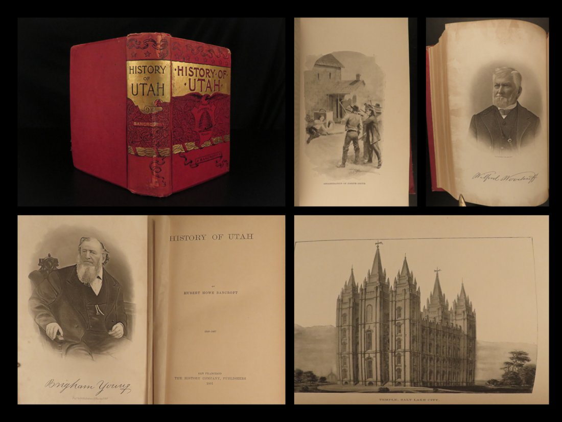 1891 UTAH History by Bancroft Mormonism Joseph Smith Salt Lake INDIANS Mormons (1 of 10)