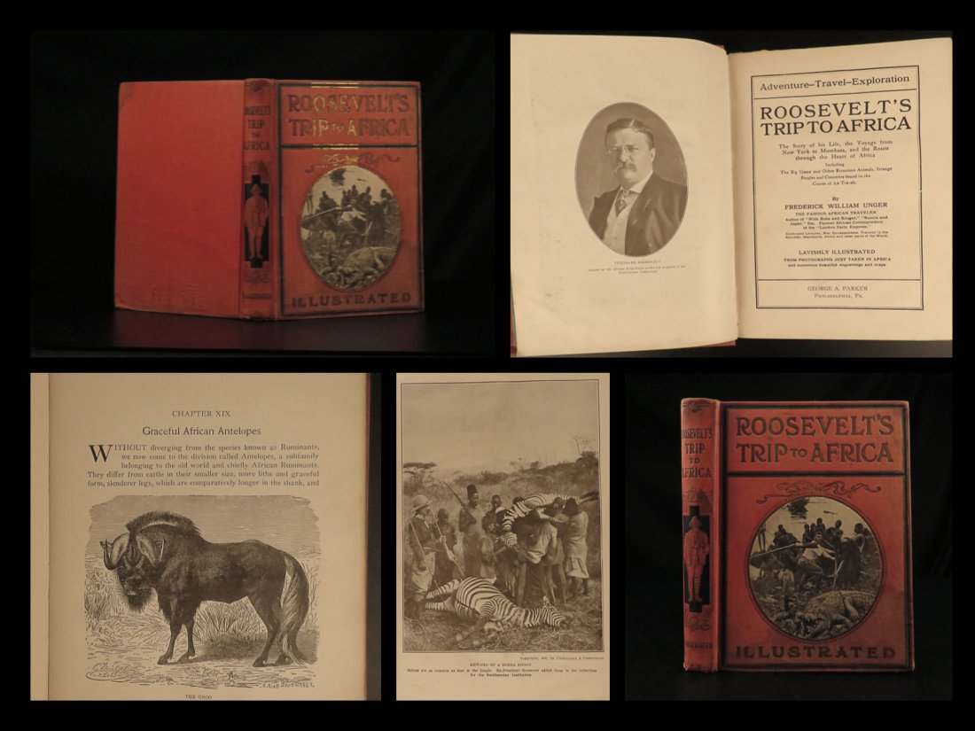 1909 1ed Theodore Roosevelt Trip to Africa Game Trails HUNTING Bio Illustrated (1 of 10)