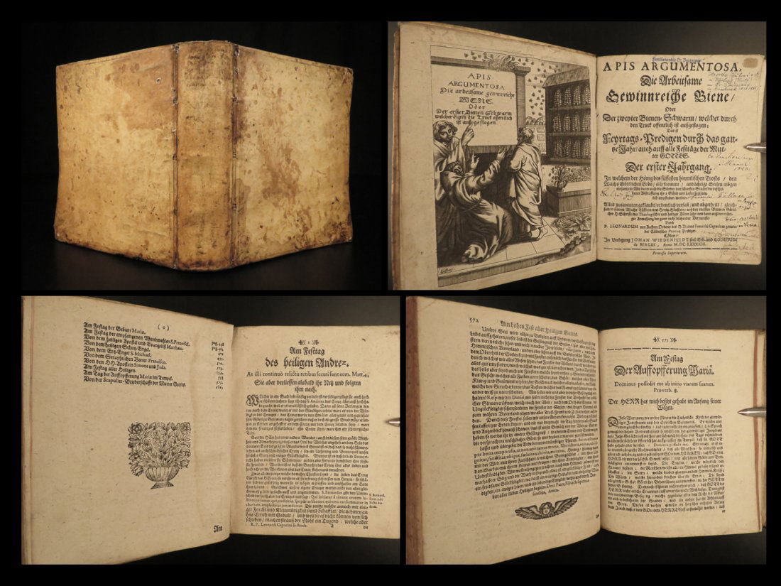 1693 Apis Argumentosa von Aachen German Bible Sermons Profitable Bee Cologne (1 of 10)