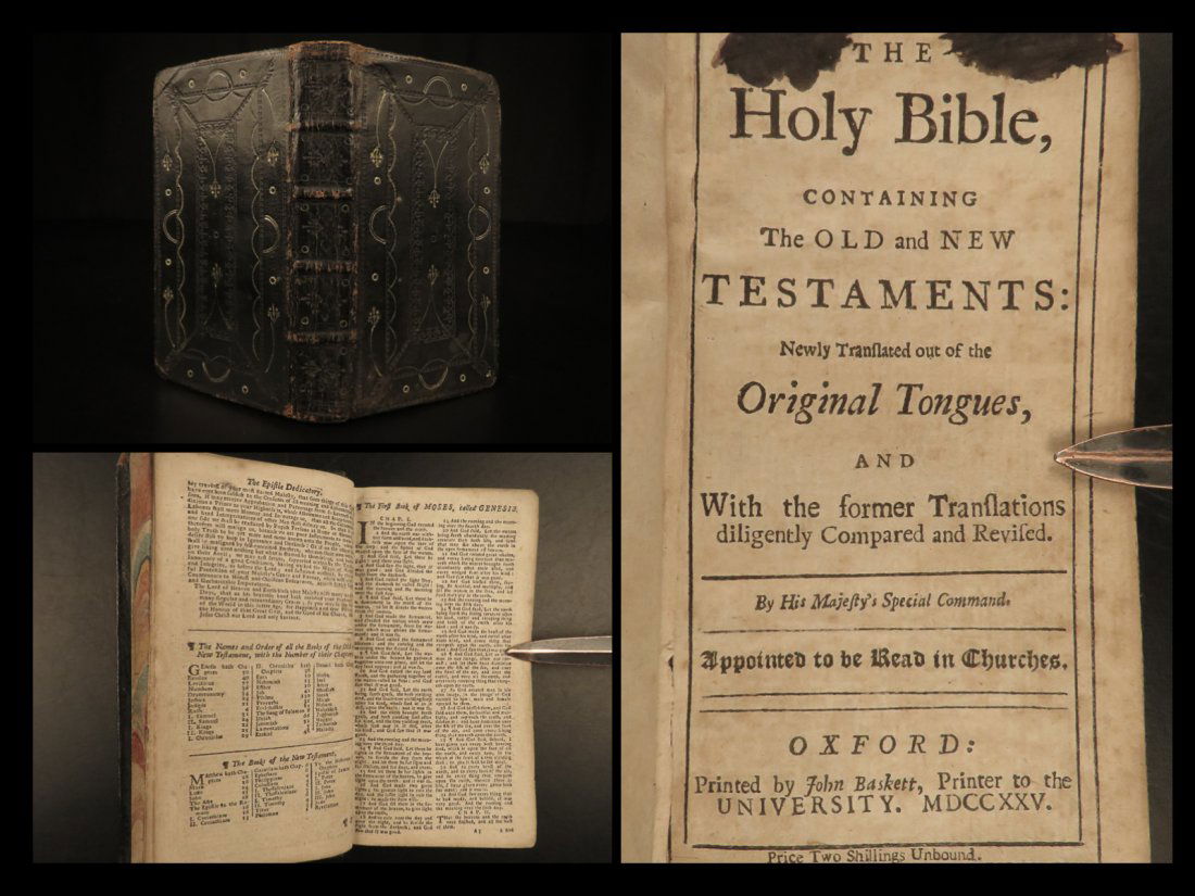 1725 John Baskett Holy BIBLE Oxford English Old Testament FINE BINDING (1 of 10)