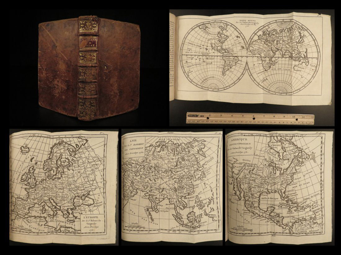 1774 ATLAS Vaugondy 16 MAPS FAMOUS Voyages Geography Asia Africa Europe French (1 of 10)